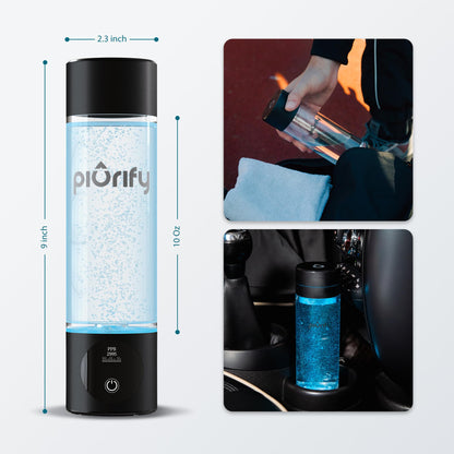 Hydrogen Water Bottle Generator - Up to 4100+ PPB Concentration - SPE/PEM Technology - Certified H2 Generator - Portable Athletic Performance & Hydration System - 6-Hour Hydrogen Retention (Black)