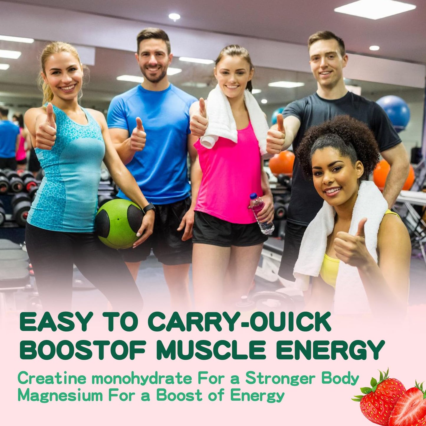 DANEW Pro Creatine Monohydrate Gummies for Men & Women, Creatine Monohydrate for Muscle Strength, Muscle Builder, Energy Boost, Pre-Workout Supplement(120 Count)-Strawberry Flavor