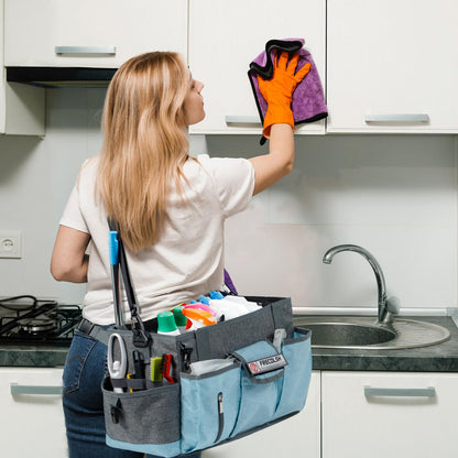 FRECOLSH Cleaning Caddy for Cleaning Suppliers Organizer with Pockets for House Cleaning Essentials, Cleaning Organizer, Wearable Cleaing Bag Tote, Storage Caddy for Housekeeping
