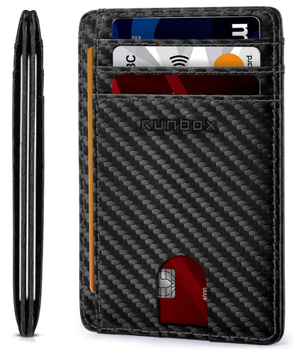 RUNBOX Slim ID Cases Minimalist Front Pocket RFID Blocking Leather Wallets for Men and Women Card Holder Wallets Gifts for men