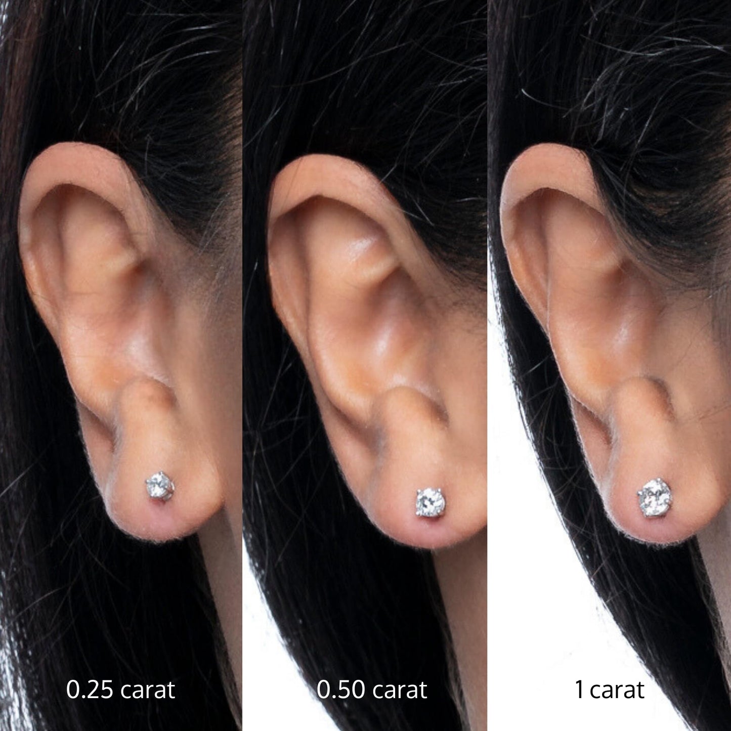 Amazon Essentials IGI Certified 0.5 Carat Solitaire Lab Grown Diamond Stud Earrings for Women in Solid 14k White Gold - 4 Prong Round Cut (G-H Color, VS1-VS2 Clarity) - Gold Stud Earrings - Stud Earrings for Women