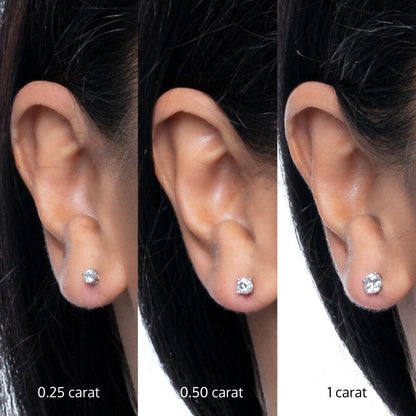 Amazon Essentials IGI Certified 0.5 Carat Solitaire Lab Grown Diamond Stud Earrings for Women in Solid 14k White Gold - 4 Prong Round Cut (G-H Color, VS1-VS2 Clarity) - Gold Stud Earrings - Stud Earrings for Women