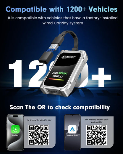 Fahren 2025 Upgraded Wireless CarPlay Adapter for iPhone, Fastest & Stablest 5G WiFi & 5.4 Bluetooth Apple CarPlay Dongle with RGB Light, Compatible with iPhone 8+ & Android Phones, Cars from 2017