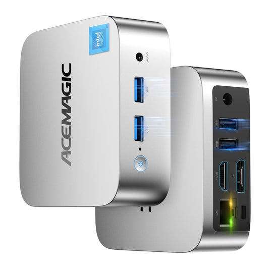 ACEMAGIC Vista Mini V1 Mini PC,12th Gen Alder Lake-N N97(Beat N150/N100/N95, up to 3.6GHz),16GB DDR4 RAM 512GB SSD Mini Computer,Small Desktop 4K Dual Display/WiFi/VESA for Home/Office,Preinstalled OS