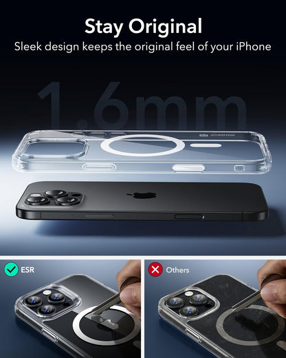 ESR for iPhone 16 Pro Max Case, Camera Control, Compatible with MagSafe, Shockproof Military-Grade Protection, Magnetic Phone Case for iPhone 16 Pro Max, Classic Hybrid Case (HaloLock), Clear