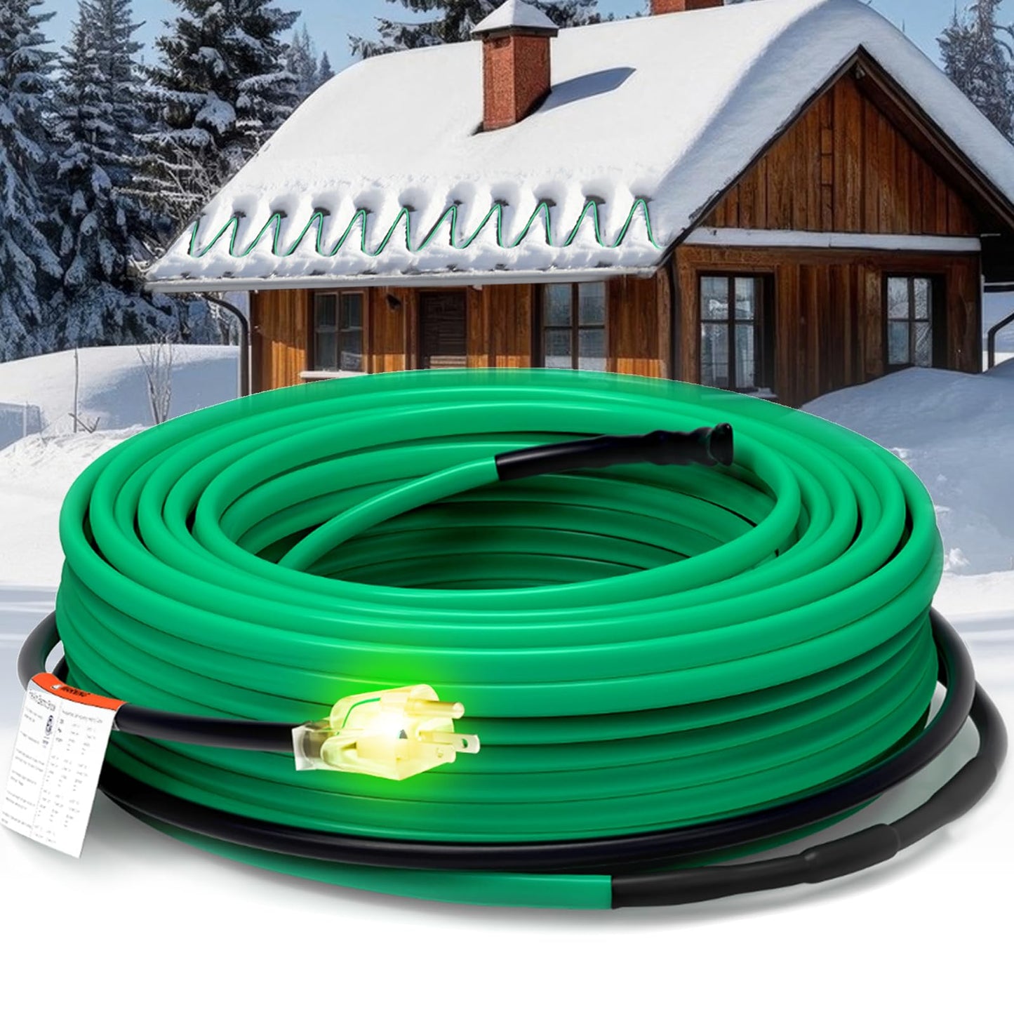 HEATIT Self Regulating Heating Cable Roof Deicing and Pipe freeze Protection Pipe Heat Cable for Metal And Plastic Pipes ETL Certified 120V 110FT