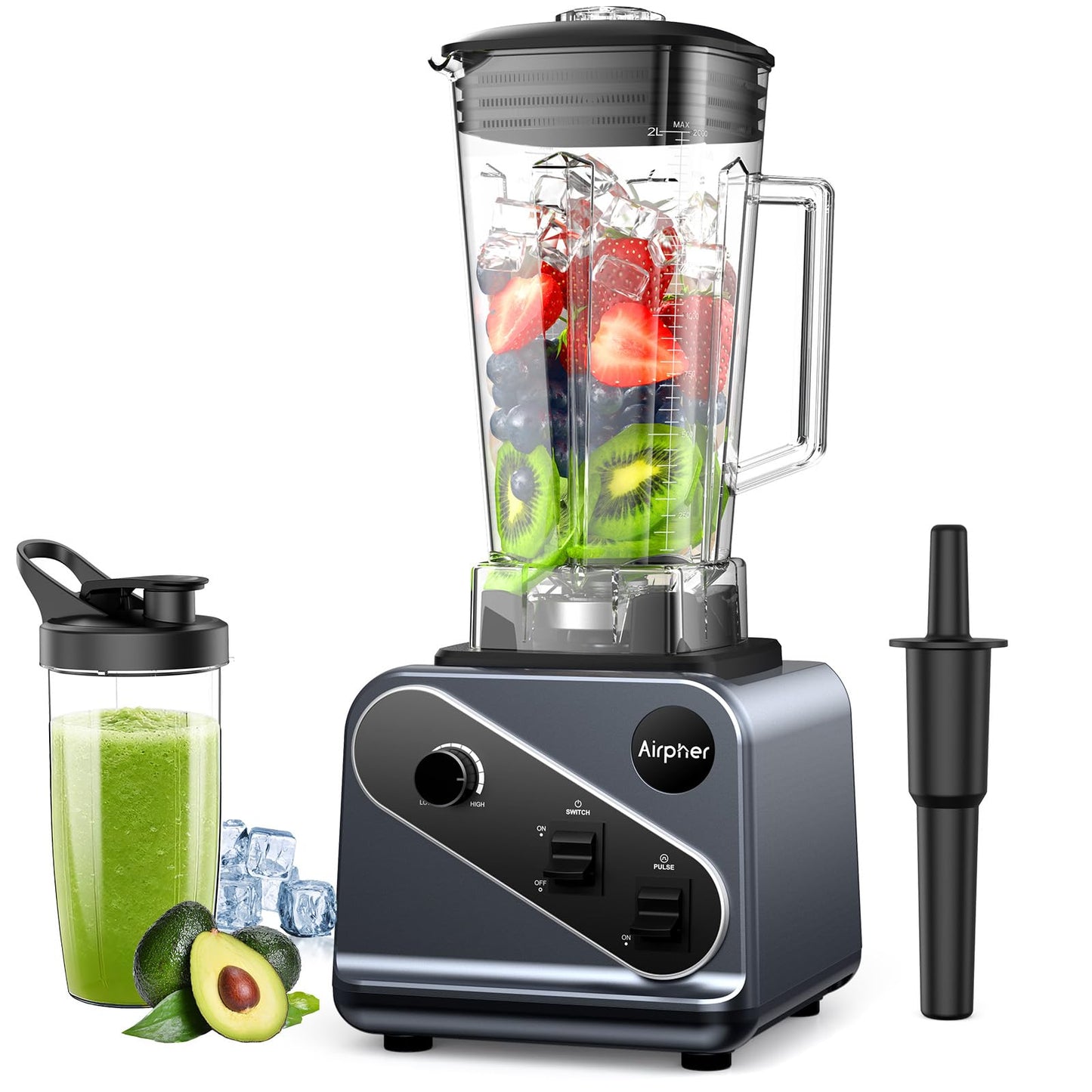 Blenders for Smoothies, 2000W Professional Blender, 68oz Large Capacity with 27oz To-Go cup, Kitchen Blender with 35000RPM to Make Soups, Jams, Fruit, Dishwasher Safe, BPA-Free, Valentine's Day Gift