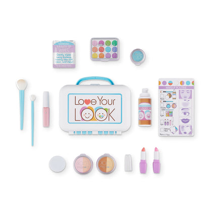 Melissa & Doug Love Your Look Pretend Makeup Kit (16 pcs) – Kids Vanity Set with Realistic Accessories, Mess-Free Fake Makeup for Girls, Dress-Up & Imaginative Play Toy, Ages 3++