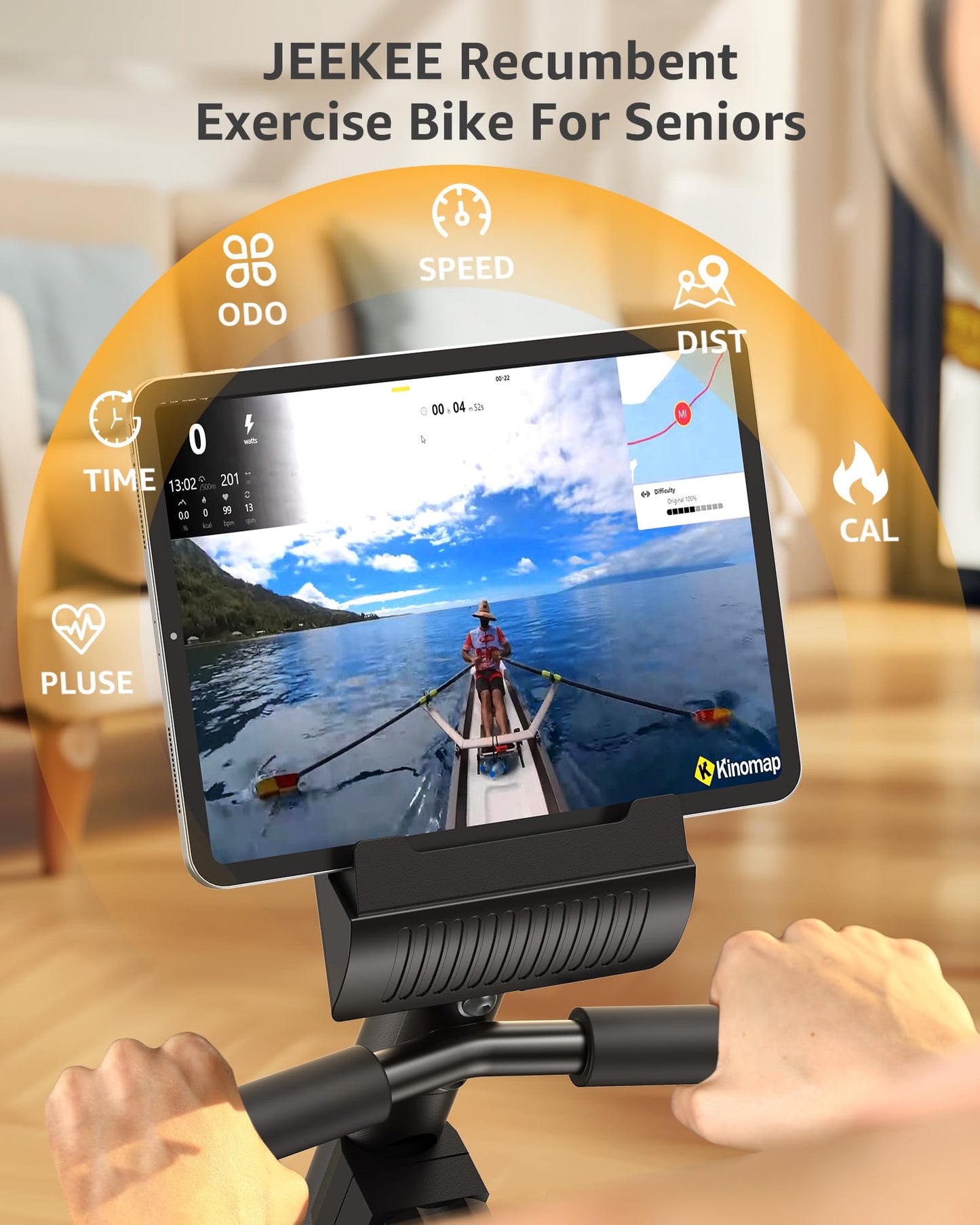 JEEKEE Recumbent Exercise Bike for Adults Seniors - Indoor Magnetic Cycling Fitness Equipment for Home Workout Black