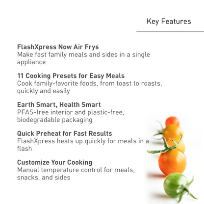 Panasonic Air Fryer Toaster Oven Combo with 11 Preset Cooking Functions, FlashXpress with Double Infrared Heating, Temperature Control Dial, PFAS Free, 1800W - NB-G211P