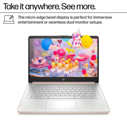 HP Rose Gold Ultrabook Laptop with Microsoft Office 365, Intel 2-Core CPU, 1.1TB Storage (1TB OneDrive and 64GB SSD), 8GB RAM, Windows 11, No Mouse