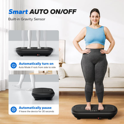 MERACH Vibration Plate Exercise Machine, Vibration Plate 440 Lbs Capacity, Bluetooth and Silicone Pedal, Stimulate Deep Fat, Vibration Plate for Lymphatic Drainage, Vibrating for Weight Loss(Black)