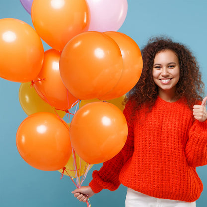 RUBFAC Orange Balloons Different Sizes 105pcs 5/10/12/18 Inch for Garland Arch, Premium Party Latex Balloons for Birthday Party, Baby Shower, Wedding, Gender Reveal, Graduation Party Decoration