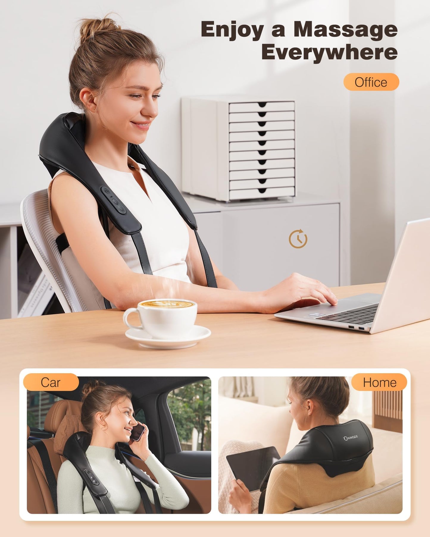 Neck and Shoulder Massager with Heat, Cordless Back and Neck Massager, Upgraded Graphene Heating, 4D Shiatsu Deep Kneading Massage for Shoulder, Back,Leg,Pain Relief, Portable Gifts for Dad Mom Friend