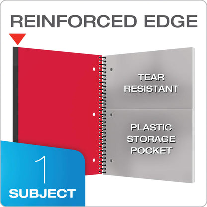 Oxford Spiral Notebook 3 Pack, 1 Subject, College Rule Journal, Durable Plastic Covers, 1 Pocket, 8.5 x 11 inch, 100 Sheets, Blue, Red, Green, 3 Pack (89801)