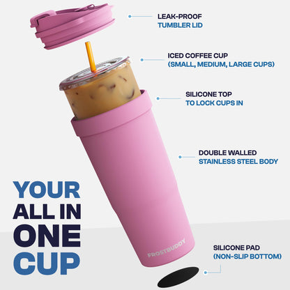 Frost Buddy Togo Buddy 30 oz Stainless Steel Vacuum Insulated Tumbler To Go Coffee Cup – Iced Coffee Cups, Iced Coffee Sleeve, Travel Mug, Thermal Cup for Hot & Cold Drinks, Dunkin Cup (Gunmetal)