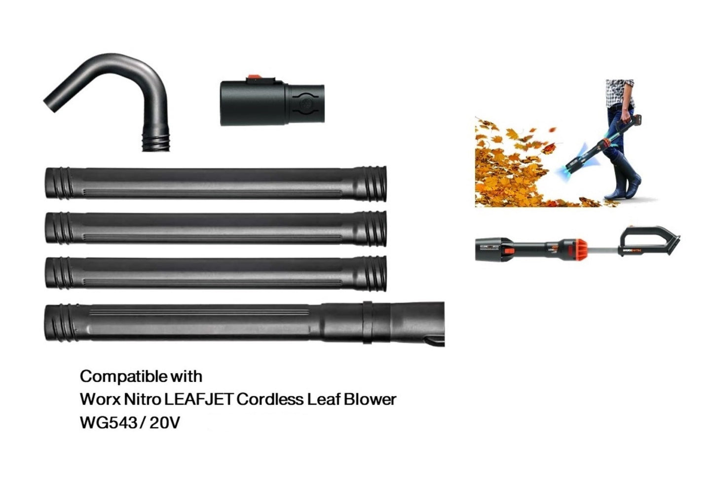 WETOOLPLUS Gutter Cleaning Kit Compatible with Worx Cordless Leaf Blower WG545/WG565/WG575 & Worx Nitro 20V LEAFJET Leaf Blower WG543