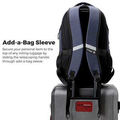 Swissdigital Design Travel Backpack for Men, 31L Business Anti Theft Laptops Backpack with USB Charging Port, College Backpack Airline Approved Fits 15.6 inches Laptops, School Bookbag for Men SD803