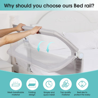 NUTIKAS Baby Bed Rail Guard for Toddlers - 47" Toddler Bed Side Rails for Twin, Full, Queen Bunk Size Bed Swing Down Bedrail Extral Tall Child Safety Side Railing Guards for Kids