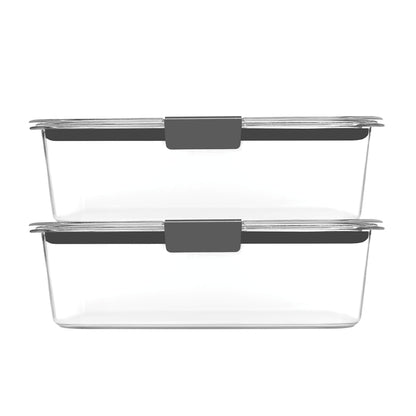 Rubbermaid Brilliance BPA-Free Food Storage Containers with Lids, Airtight Clear Set of 2 (9.6 Cup), Ideal for Lunch, Meal Prep, and Leftovers