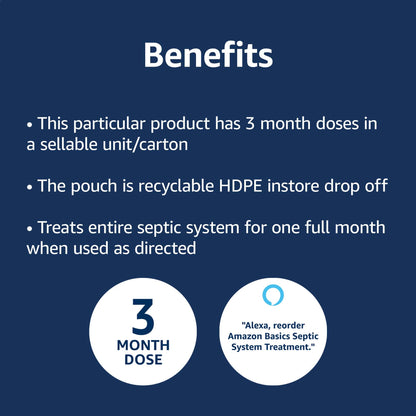 Amazon Basics Septic Treatment, 3 Month Supply of Powder, 3 Count, 29.4 oz (Pack of 1)