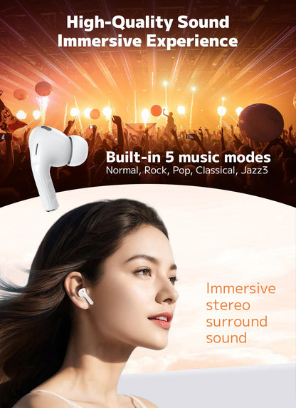 Szwdo Wireless Earbuds, Bluetooth 5.4 Ear Buds with Multifunctional Touch Screen, ANC/ENC Noise Cancelling Headphones with 48H Playtime, Bass Stereo Sound, for Laptop, Android/iOS, Pad