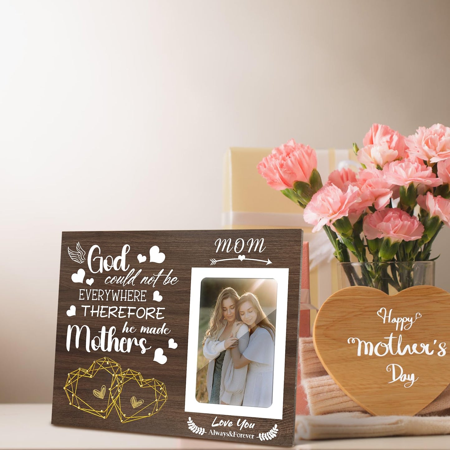 ZCPTZ Mothers Day Gifts Mom Picture Frame 4x6 Picture Frames For Mom Best Mother Mother-In-Law Gifts From Daughter Son Mom and Daughter Frame Wooden Picture Frame For Mother's Day Mom Birthday Gift