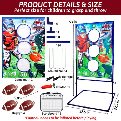 Punieayi Football Toss Game with 4 Inflatable Balls, Football Throwing Target Games for Boys 8-12, Sports and Outdoors Toys for Kids Ages 3+