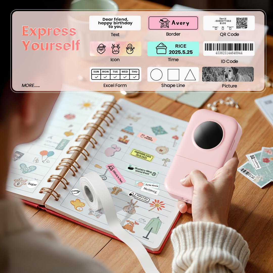 Phomemo Label Maker Machine, D30 Portable Handheld Bluetooth Mini Label Printer, Multiple Templates Smartphone Thermal Small Label Makers for Kid School Items, Classroom Teacher Supplies, Easy to Use