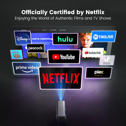 Netflix-Licensed/ Dolby Audio/- Smart 4K Projector with WiFi 6 and 2-Way Bluetooth, Electric Focus & Auto Keystone, 360°Adjustable Stand, iWIMIUS 1080P Mini Portable Outdoor Proyector w/ HDMI ARC