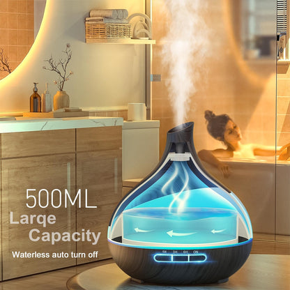 HJTHJT 500ML Essential Oil Diffuser: Aroma Diffuser with Remote Control for Hotel Spa Yoga Room - Humidifier with 14 Colors LED Night Light for Bedroom Home Relaxation (Ink Black)