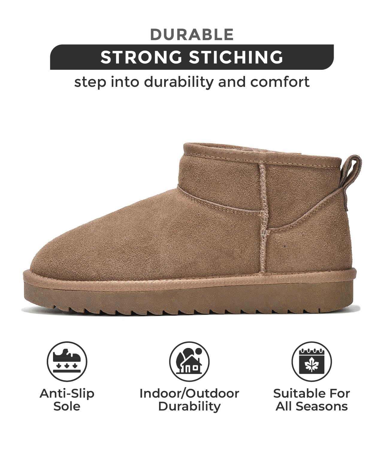 Project Cloud 100% Genuine Suede Ankle Boots for Women - Water Resistant Winter Boots for Women - Memory Foam Insole Trending Shoes for Women - Comfortable Women's Ankle Boots (Hippy, Choc, 7.5)