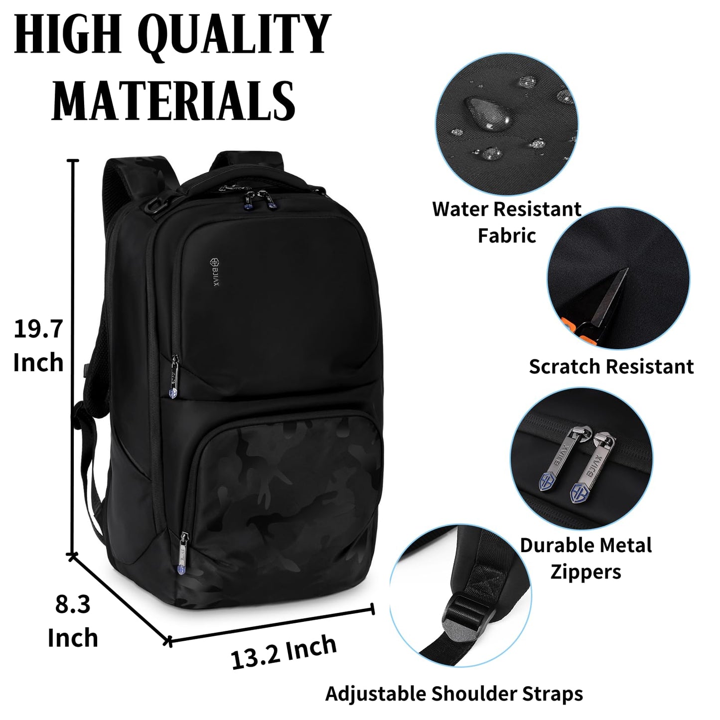 BJIAX Business Backpack for Men, High Tech Laptop Backpack with USB Charging Port and Ergonomic Design, 40L Waterproof Travel Work College Commuter Backpack Fits 17.3 Inch Tablet, Notebook