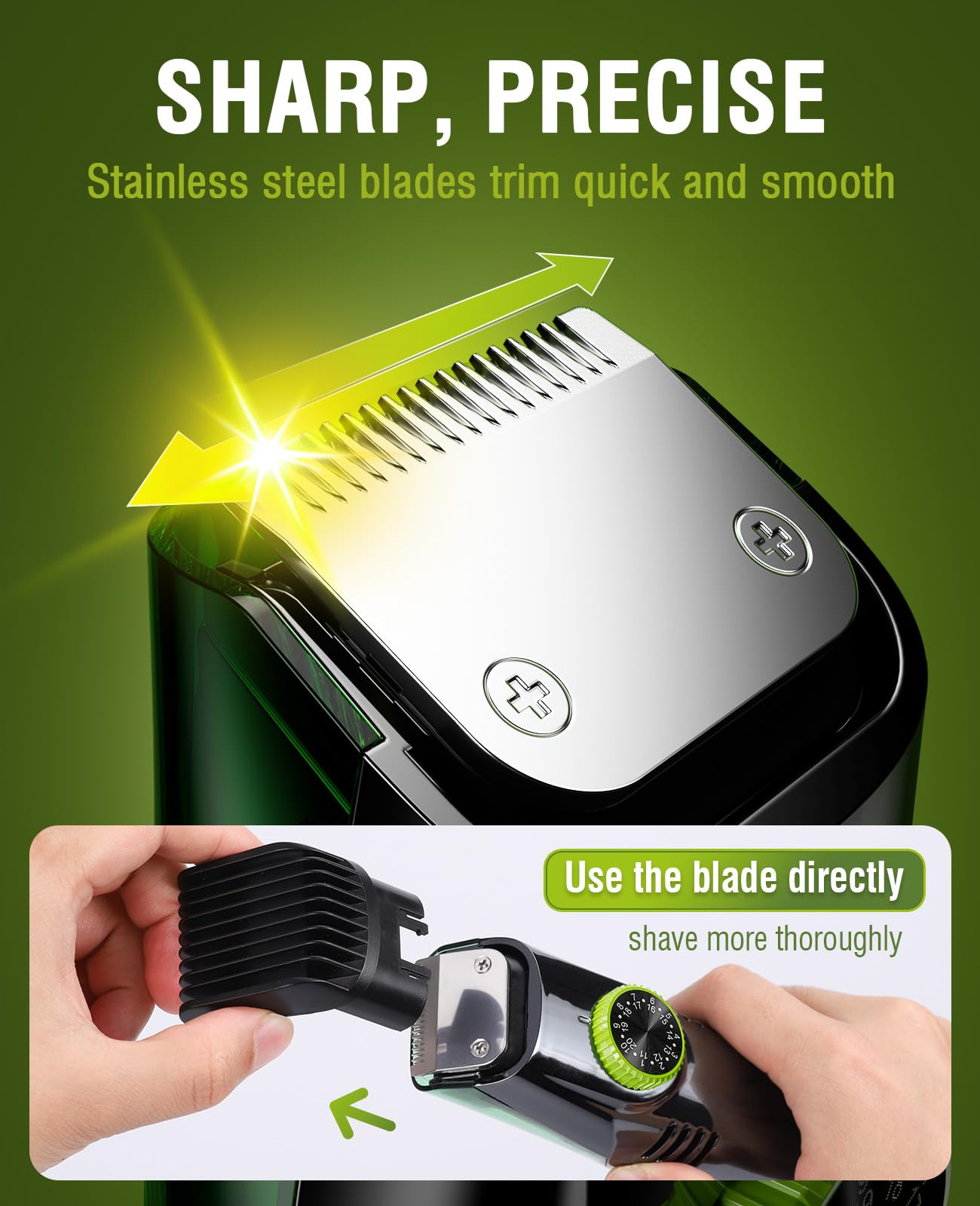 SHPAVVER Beard Trimmer for Men: Vacuum Mustache Trimmer IPX7 Waterproof- Rechargeable Electric Beard Cutting Kit with Adjustable Length Comb- Built-in Vacuum for Sideburns, Stubble