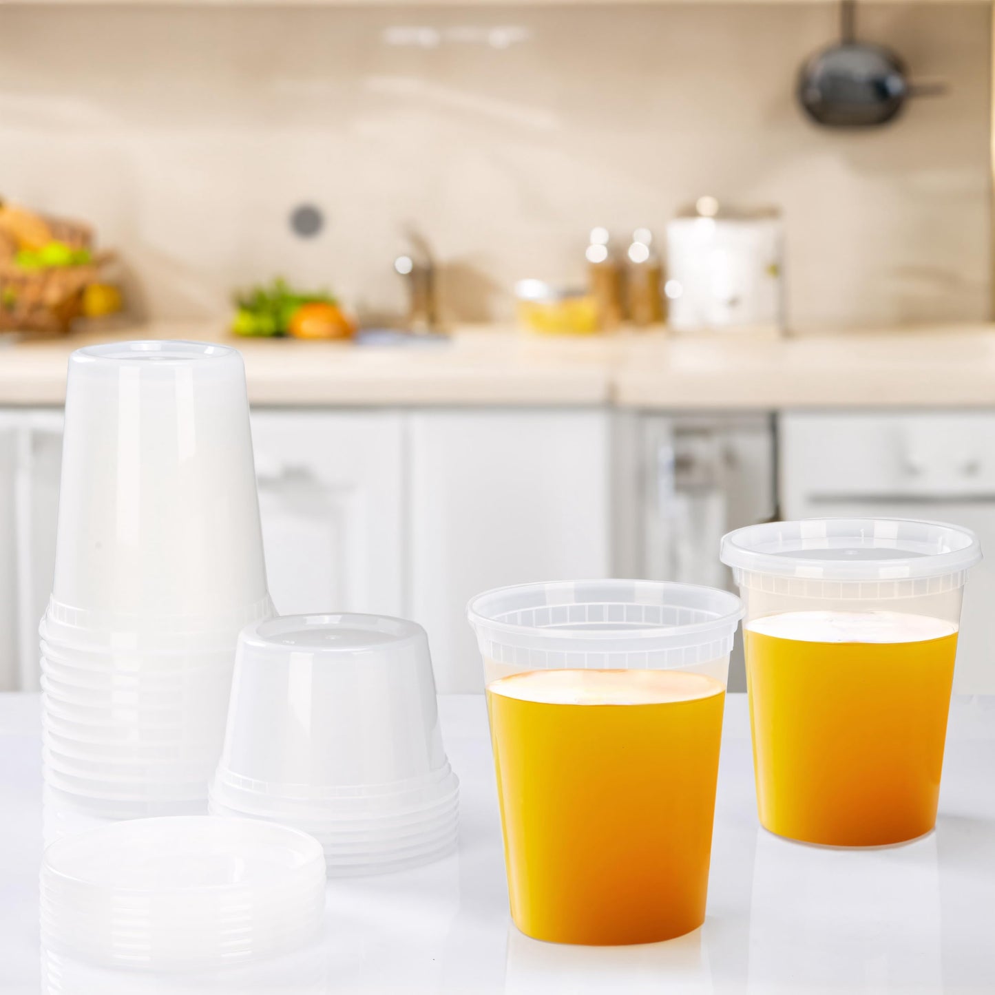 TashiBox 50 Sets 16 Oz Plastic Deli Containers with Lids - Food Storage Containers with Lids - Clear Airtight Meal Prep Containers, BPA Free, Stackable, Leakproof, Microwave and Freezer Safe