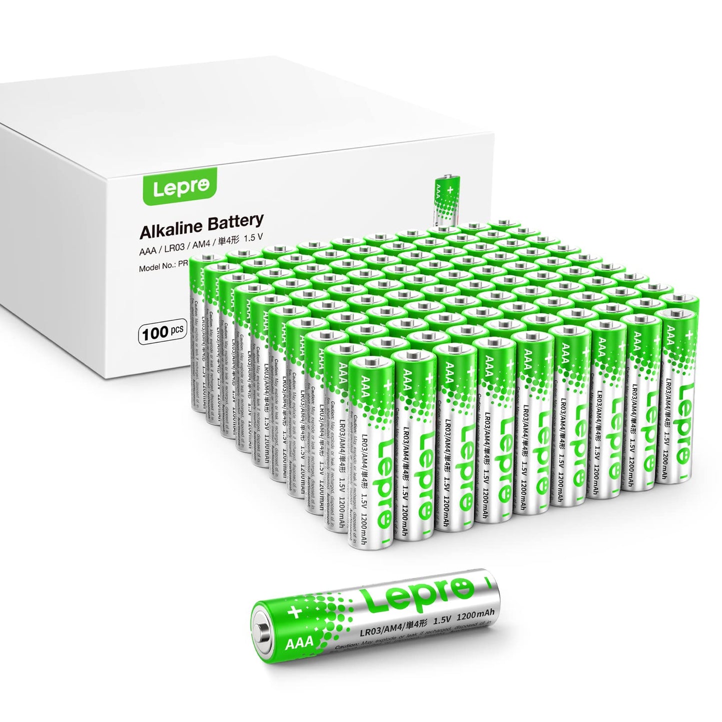 Lepro AAA Batteries 100 Pack, Triple A Batteries with Ultra Long-Lasting Power – High Performance, 1.5V Leak-Proof, Corrosion-Resistant Alkaline AAA Batteries, Ideal for Home & Office Devices