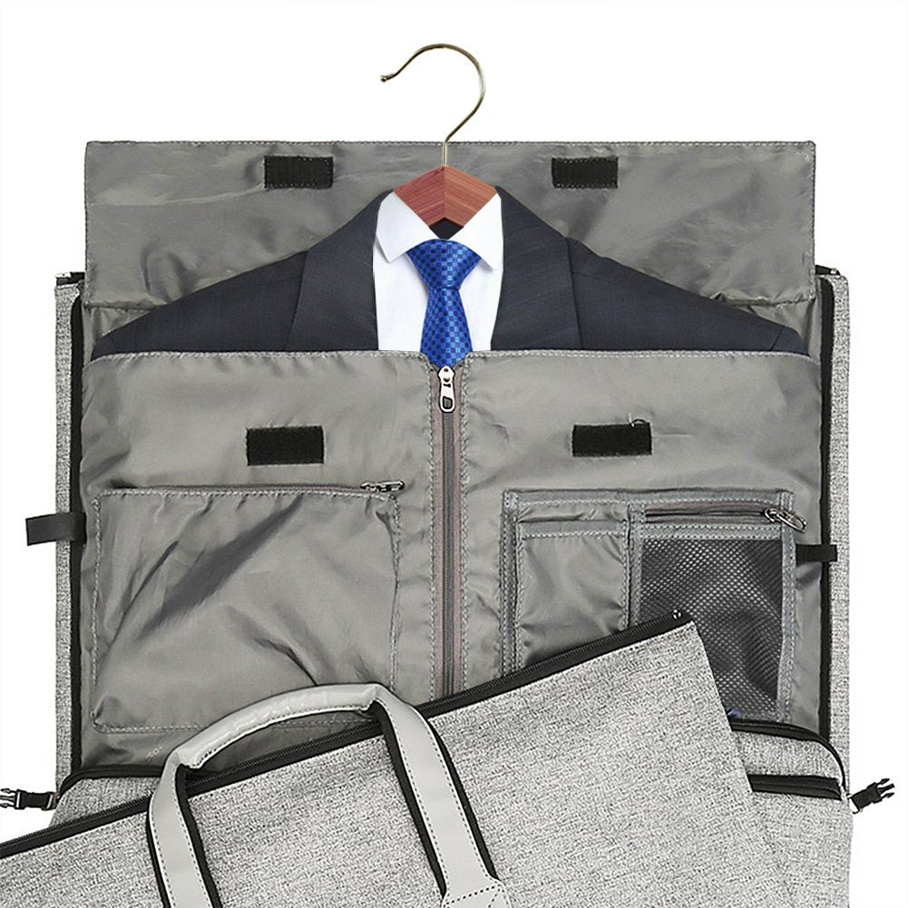 Convertible Garment Bag with Shoulder Strap, Modoker Carry on Garment Duffel Bag for Men Women - 2 in 1 Hanging Suitcase Suit Travel Bags (Grey)