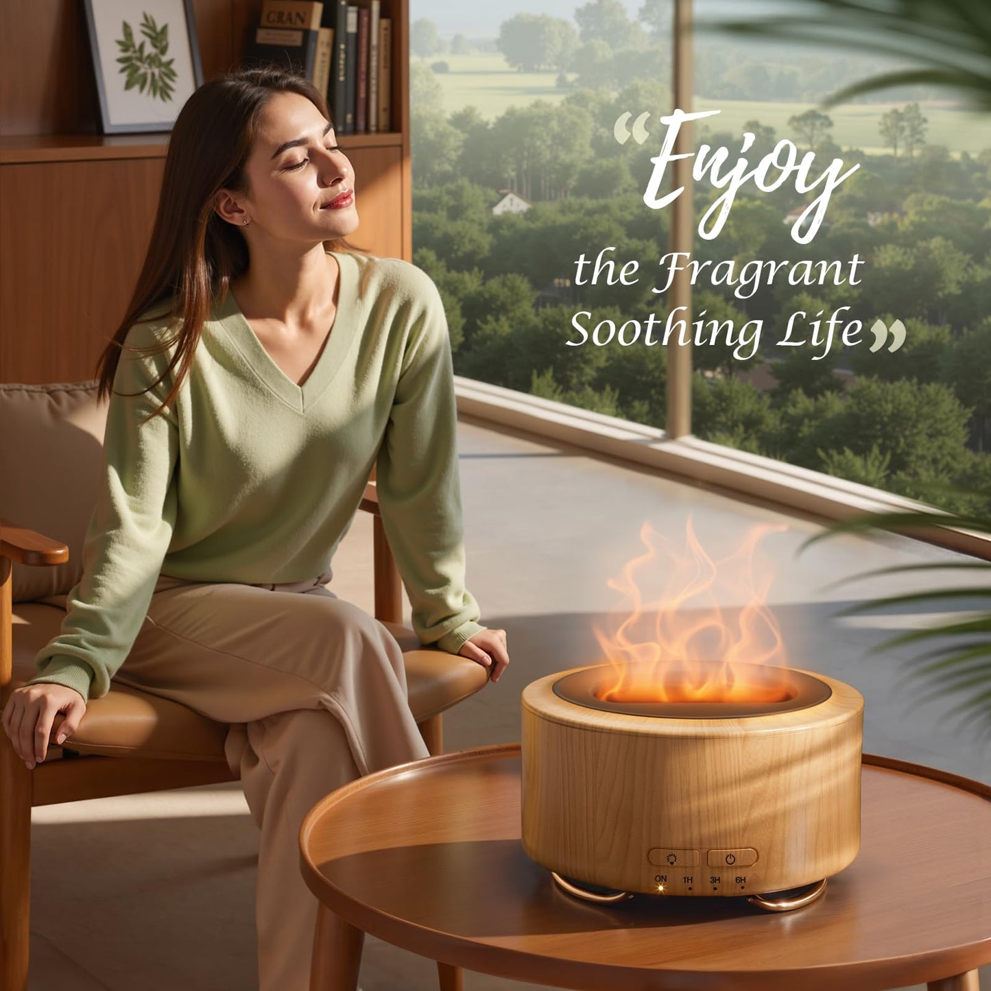 Emochies Essential Oil Diffuser for Home: 500ML Aroma Diffuser for Hotel Office Yoga Room - Humidifier with 9 Colors LED Night Light for Kids/Women Home Relaxation, Lemon Yellow