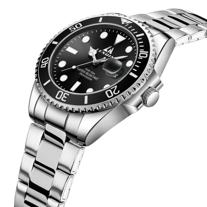LN LENQIN Mens Watches Stainless Steel Waterproof Analog Quartz Watch for Men with Date Luminous Fashion Wristwatch