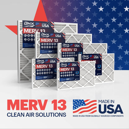 BNX TruFilter 20x20x1 Air Filter MERV 13 (6-Pack) - MADE IN USA - Electrostatic Pleated Air Conditioner HVAC AC Furnace Filters for Allergies, Pollen, Mold, Bacteria, Smoke, Allergen, MPR 1900 FPR 10