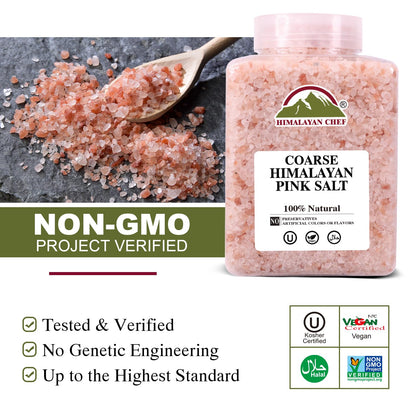 Himalayan Chef Pink Himalayan Salt Coarse Grain, Plastic Jar - 5 lbs. For Refill Grinders