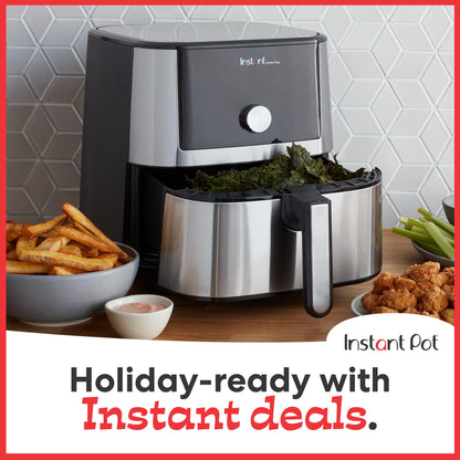 Instant Pot Vortex Plus 6QT XL Air Fryer, 6-in-1, Broils, Dehydrates, Crisps, Roasts, Reheats, Bakes for Quick Easy Meals, 100+ In-App Recipes, Dishwasher-Safe, from the Makers of Instant Pot, Black