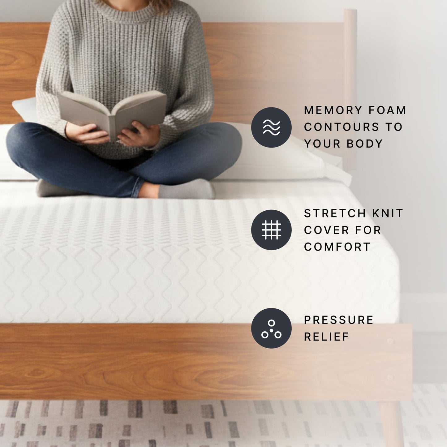 Signature Design by Ashley Chime Memory Foam 12" Queen Mattress with Thick Memory and Support Foam for Pressure Relief, Fiberglass Free, Mattress In A Box