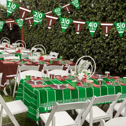 Gatherfun Football Party Supplies Kit Serve 24,Includes Dinner Plates, Dessert Napkins, Cups,Banner and Touchdown Tablecloth for Birthday Gameday Tailgate Decorations, Green (2023053002)