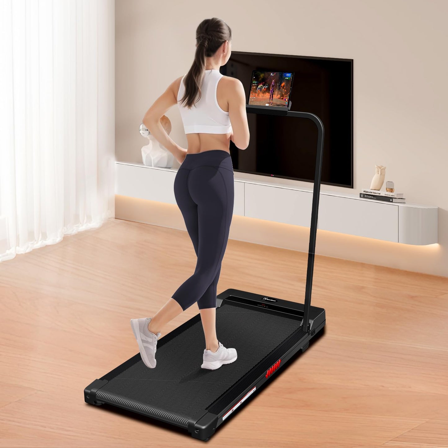 ApexNexus Walking Pad Treadmill Under Desk Treadmill for Office Home, 3.0HP Quiet Folding Treadmill with 300 LBS Weight Capacity, Walking Pad with Handle Bar, Portable Treadmill with Remote Control