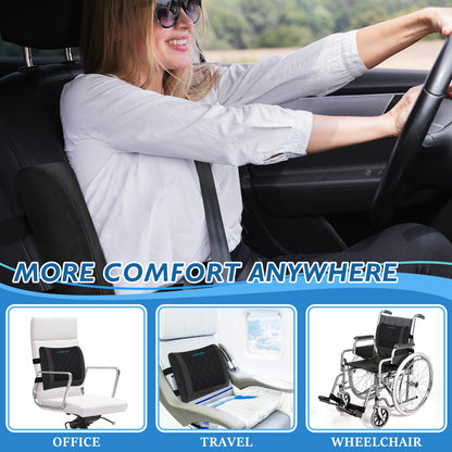 LumbarPal Lumbar Support Pillow for Office Chair Back Support Lumbar Pillow for Car, Gaming, Office Chair - Improve Sitting Posture & Back Pain Relief, Memory Foam, Adjustable Straps, Fluffy Black