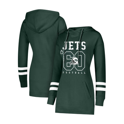 Ultra Game NFL New York Jets Womenss Tunic Hoodie Pullover Sweatshirt Terry, Team Color, Large