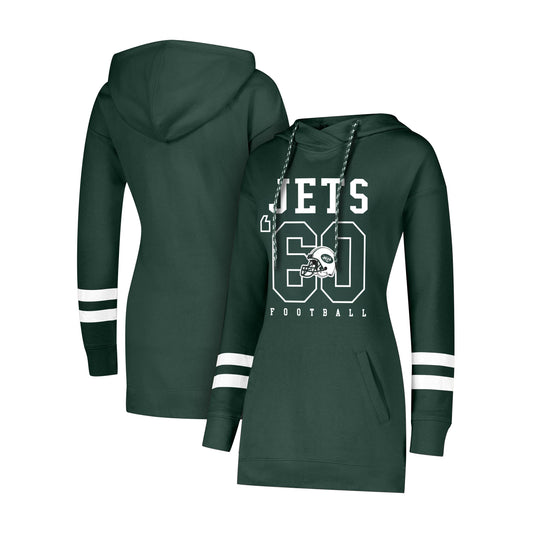 Ultra Game NFL New York Jets Womenss Tunic Hoodie Pullover Sweatshirt Terry, Team Color, Large