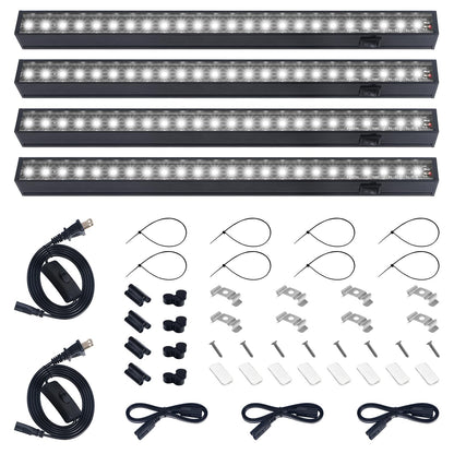 Barrina T5 Grow Lights for Indoor Plants, Full Spectrum Grow Light, 1ft LED Plant Light, Black Cover LED Grow Light Strips, 3 Mounting Modes, Magnetic Installation, Plug and Play, 5000K, 4 Packs