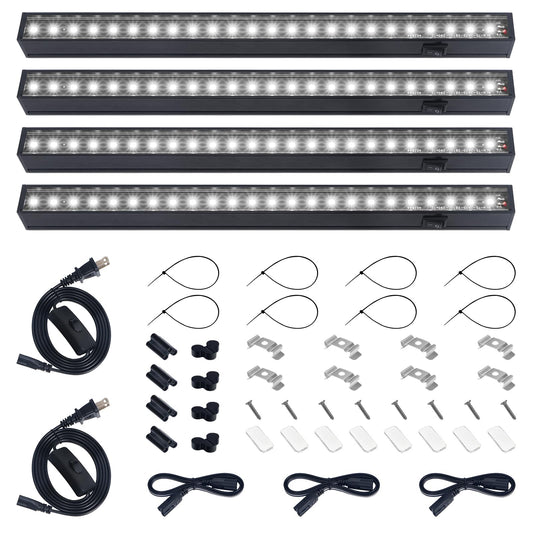 Barrina T5 Grow Lights for Indoor Plants, Full Spectrum Grow Light, 1ft LED Plant Light, Black Cover LED Grow Light Strips, 3 Mounting Modes, Magnetic Installation, Plug and Play, 5000K, 4 Packs